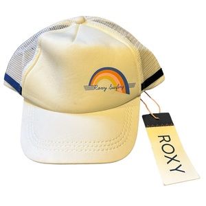 NWT Roxy Dig This Trucker Hat Adjustable Ball Cap White Rainbow Women's One Size